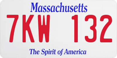 MA license plate 7KW132