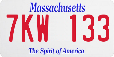 MA license plate 7KW133