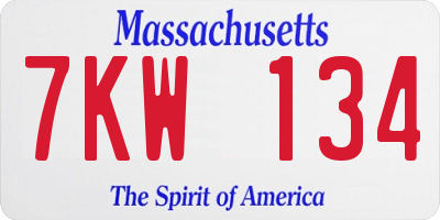 MA license plate 7KW134