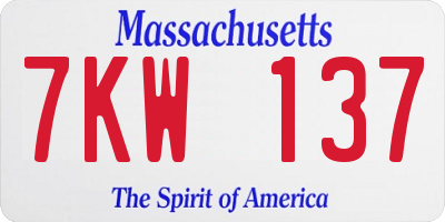 MA license plate 7KW137