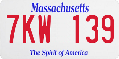 MA license plate 7KW139