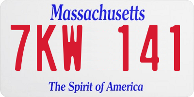 MA license plate 7KW141
