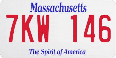 MA license plate 7KW146