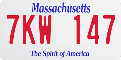 MA license plate 7KW147