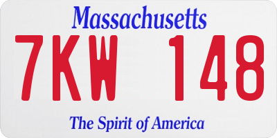 MA license plate 7KW148