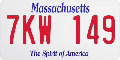 MA license plate 7KW149