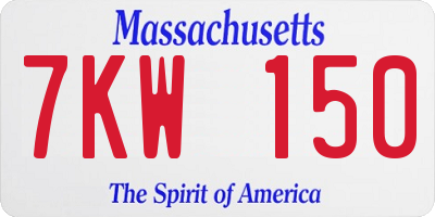 MA license plate 7KW150