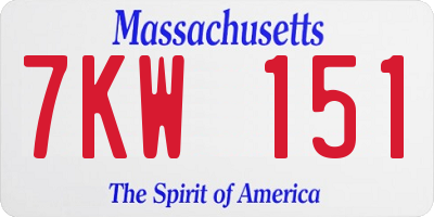 MA license plate 7KW151