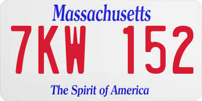 MA license plate 7KW152