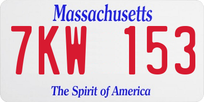 MA license plate 7KW153