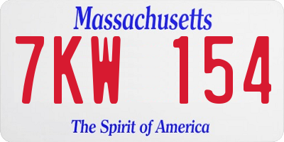 MA license plate 7KW154