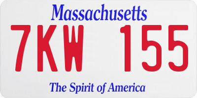 MA license plate 7KW155