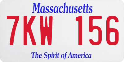 MA license plate 7KW156