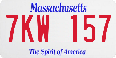 MA license plate 7KW157