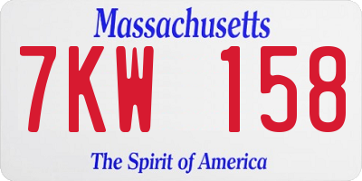 MA license plate 7KW158
