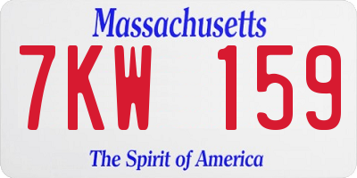 MA license plate 7KW159