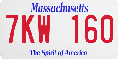 MA license plate 7KW160