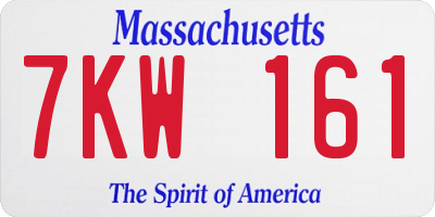 MA license plate 7KW161