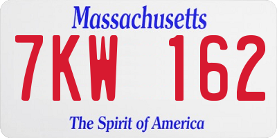 MA license plate 7KW162