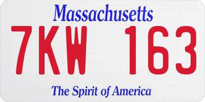 MA license plate 7KW163