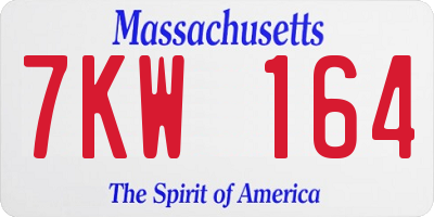 MA license plate 7KW164