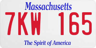 MA license plate 7KW165