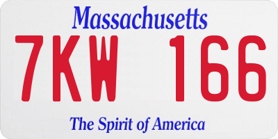 MA license plate 7KW166