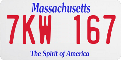 MA license plate 7KW167