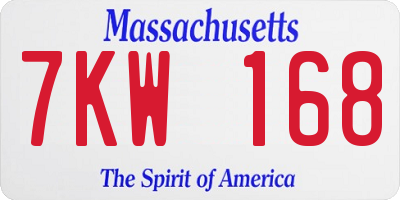 MA license plate 7KW168