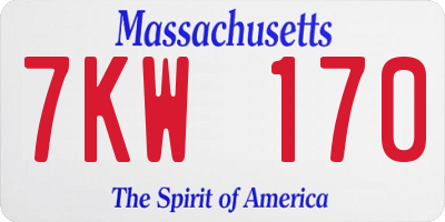 MA license plate 7KW170