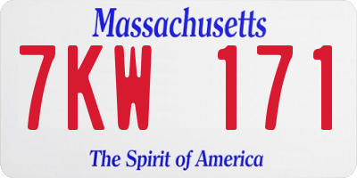 MA license plate 7KW171