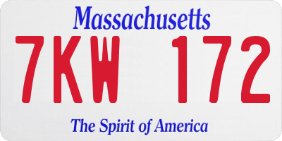 MA license plate 7KW172