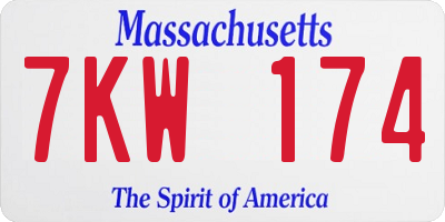 MA license plate 7KW174