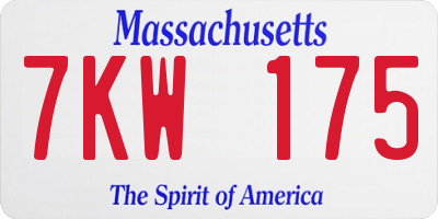 MA license plate 7KW175