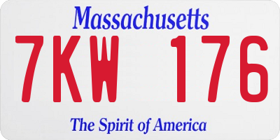 MA license plate 7KW176