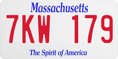 MA license plate 7KW179