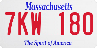 MA license plate 7KW180