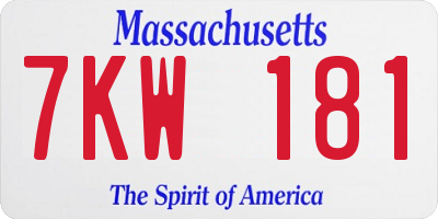 MA license plate 7KW181