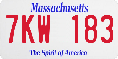 MA license plate 7KW183