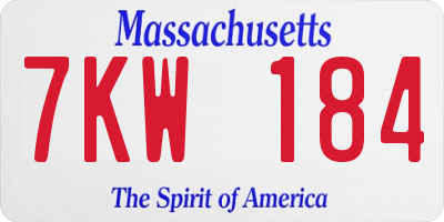 MA license plate 7KW184