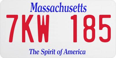 MA license plate 7KW185