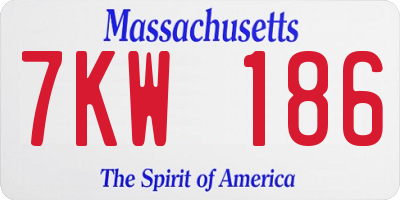 MA license plate 7KW186