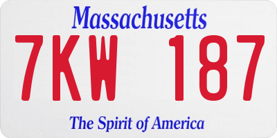 MA license plate 7KW187