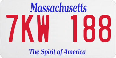 MA license plate 7KW188