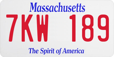 MA license plate 7KW189