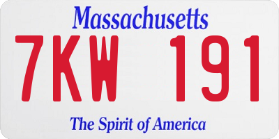 MA license plate 7KW191
