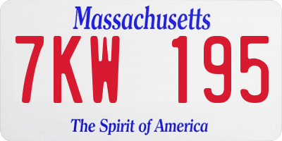MA license plate 7KW195