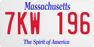 MA license plate 7KW196
