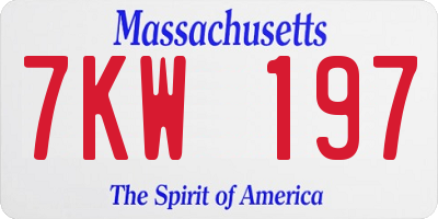 MA license plate 7KW197