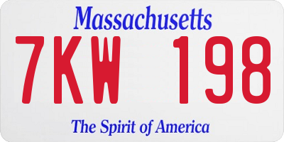 MA license plate 7KW198